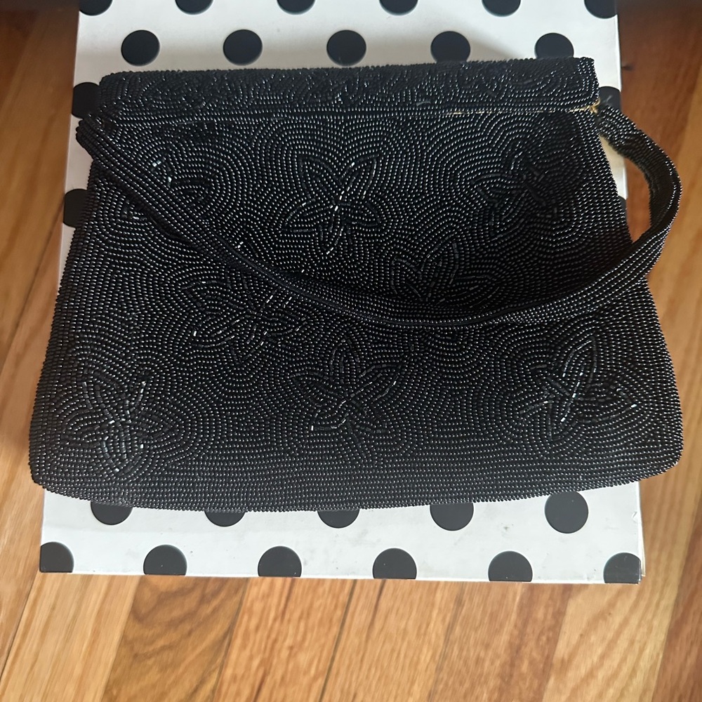 Elegant Black Beaded Clutch